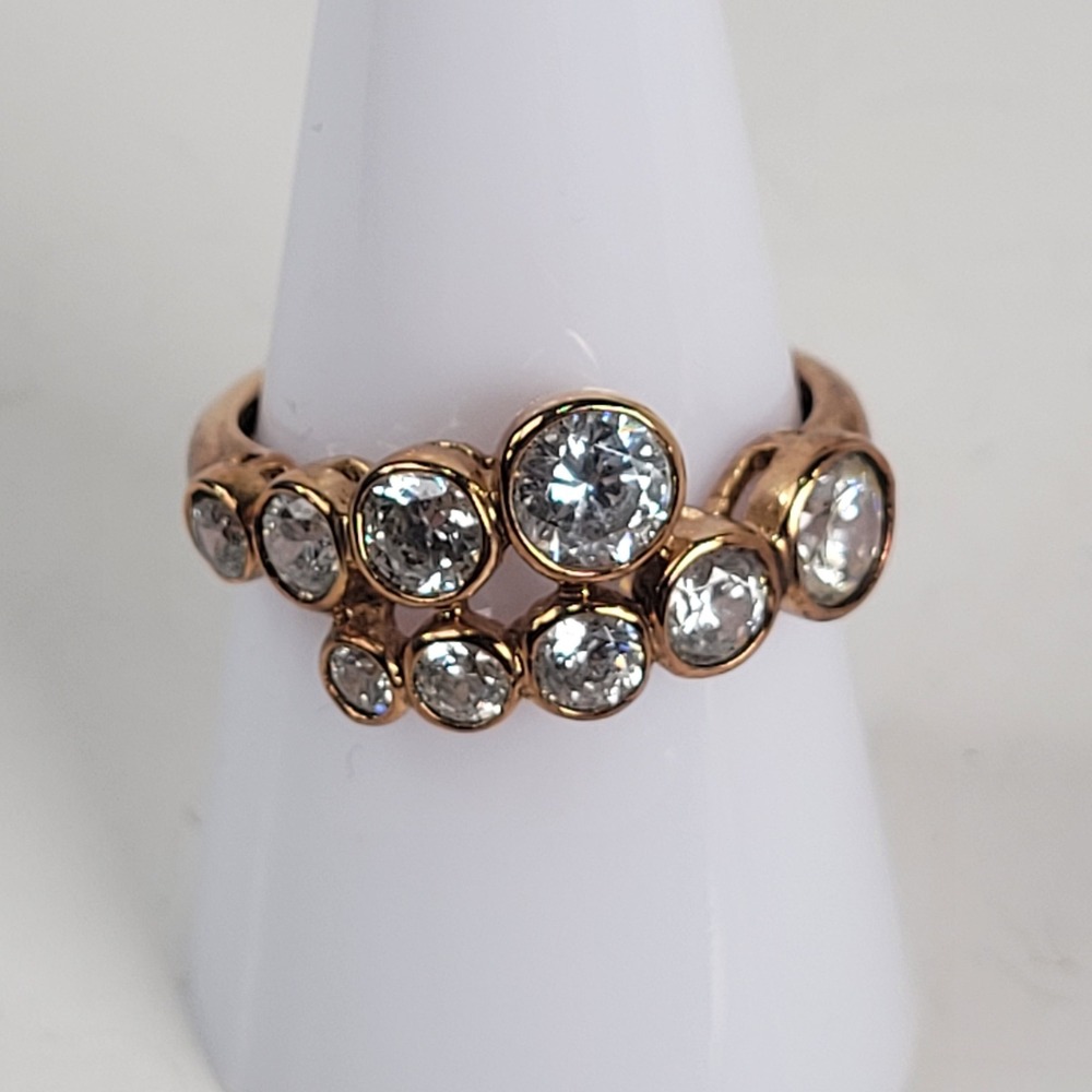 MEDA Rose Gold Vermeil 925 Sterling Silver Bubble Cluster Ring CZ Size 8.75